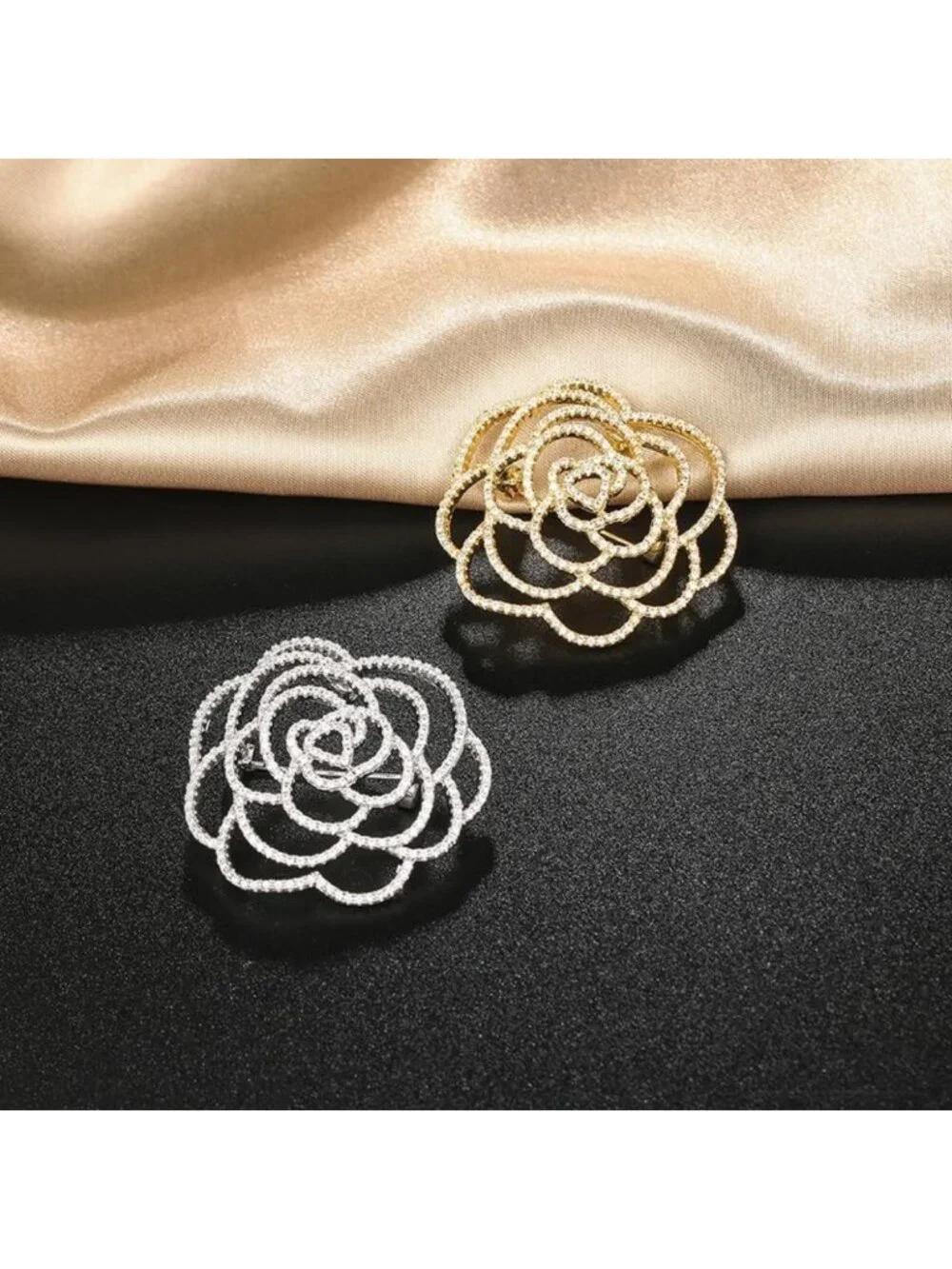 Rhinestone Flower Brooch for Women | Floral Pin Jewelry Gift for Mom & Wife